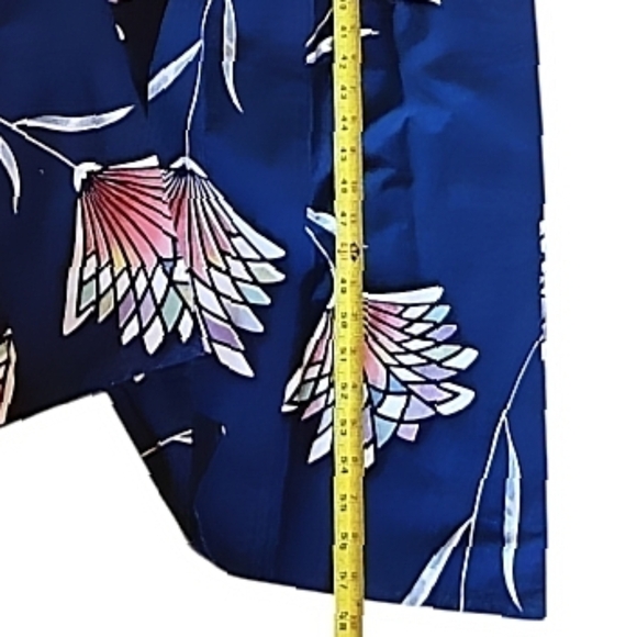 Blue Unisex Kimono; Slate Blue with Multicoloured Lotus Flower Design. - Picture 7 of 11